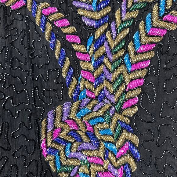 Vintage Marshall Fields Silk Beaded Blouse Women's Medium - Picture 6 of 12